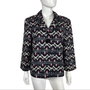 Silkland One Button Damask Design Silk Blazer